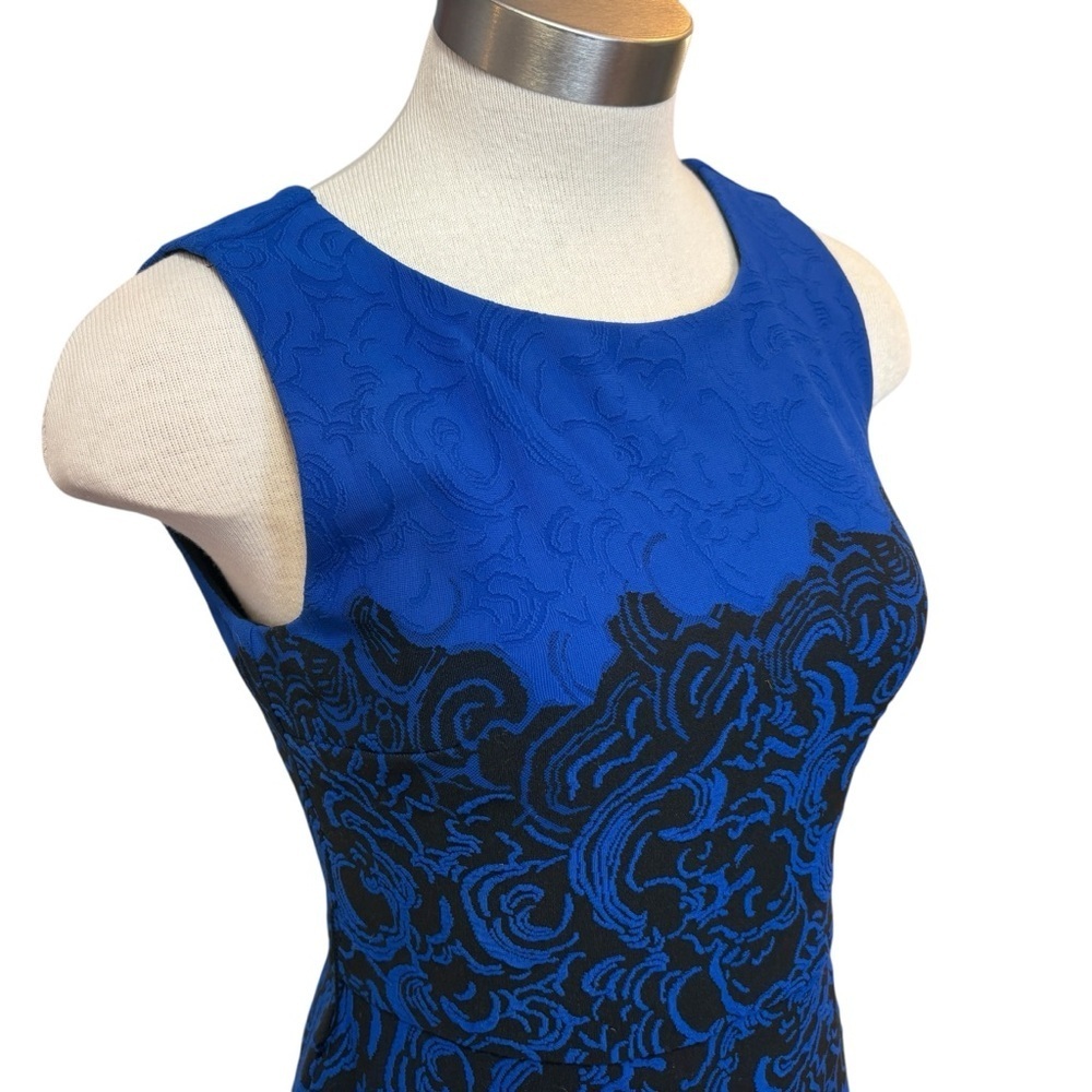 Joseph Ribkoff Dress Bodycon Royal Blue Black Knee Length Stretch Sz. 8 - Picture 4 of 8